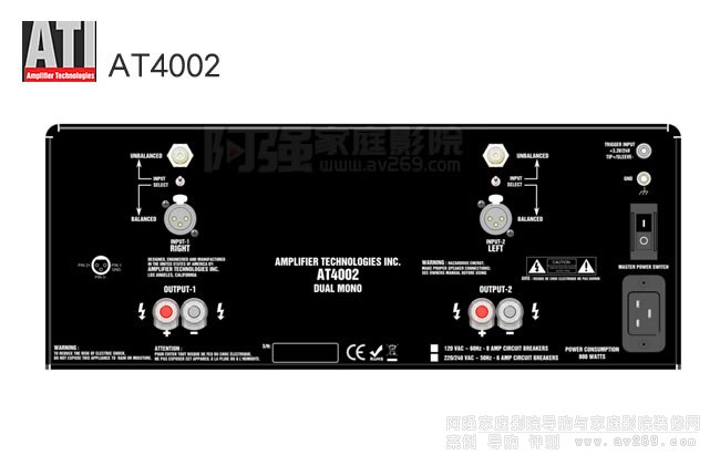 美國ATI AT4002,兩聲道200W后級功放